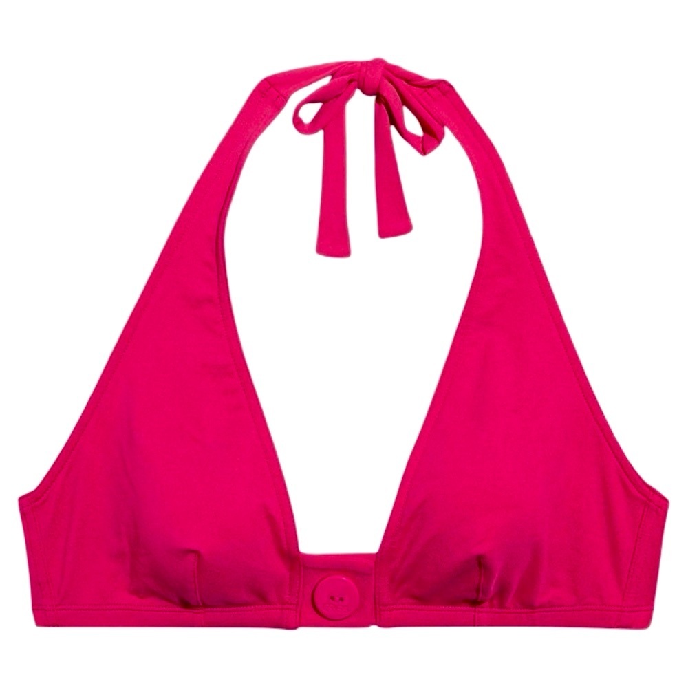 NWT ERES “Pop Roller” Button Detailed Halter Bikini Top Fuchsia Pink Full Cup - Picture 2 of 16
